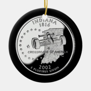 Décoration En Céramique Quartier d'état de Indiana Reverse Side Faux