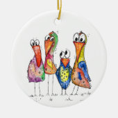 Décoration En Céramique Quatre Beaux Oiseaux Bleus Bleus (Devant)