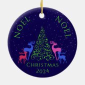 Décoration En Céramique *Quatre cerfs et un sapin de Noël (Dos)