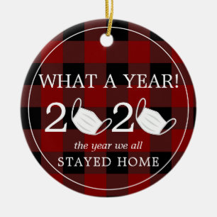 Décoration En Céramique Quel an 2020 feuilleté Red Plaid Photo