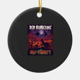 Décoration En Céramique Quelqu'un a dit friandise Halloween Lama Sorcière 