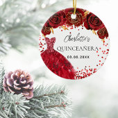 Décoration En Céramique Quinceanera rouge fleurs de robe blanc