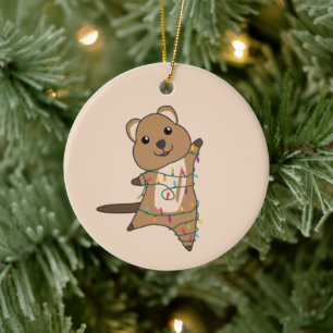 Décoration En Céramique Quokka Noël Neige Animaux d'hiver Quokkas Ceram