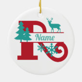 Décoration En Céramique R Monogramme Arbre de Noël initial (Dos)