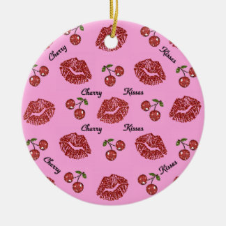 Décoration En Céramique RAB Rockabilly Baisers de Cerise sur Rose