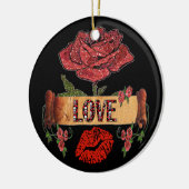 Décoration En Céramique RAB Rockabilly Roses, Love & Lipstick (Gauche)