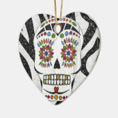 Décoration En Céramique RAB Rockabilly Sugar Skull on Zebra (Gauche)