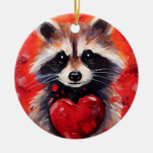 Décoration En Céramique Raccoon aux coeurs (Devant)