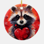 Décoration En Céramique Raccoon aux coeurs (Dos)