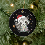Décoration En Céramique Raccoon Christmas Snow Winter Raccoons Adult Cloth<br><div class="desc">Le racon à la douceur avec des lumières de fées. Animaux amusants avec des cadeaux et de la neige aux vacances. Aussi drôle pour Noël en juillet. Les ratons laveurs sont des animaux sucrés et parfaits pour Noël.</div>