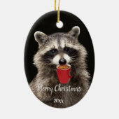 Décoration En Céramique Raccoon Fun Dated Boire Café (Dos)