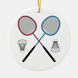 Décoration En Céramique Rackets de Badminton Birdies Shuttlecocks
