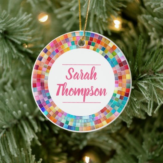 Décoration En Céramique Rainbow Glass Mosaic Circle Frame Name (Arbre)