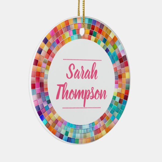 Décoration En Céramique Rainbow Glass Mosaic Circle Frame Name (Droite)