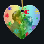 Décoration En Céramique Rainbow Heart Photo Snowflakes Christmas LGBTQ<br><div class="desc">Rainbow Heart LGBTQ holiday ornament. Add your personalized message on the back.</div>