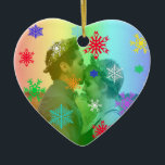 Décoration En Céramique Rainbow Heart Photo Snowflakes Christmas LGBTQ<br><div class="desc">Rainbow Heart LGBTQ holiday ornament. Add your personalized message on the back.</div>