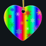 Décoration En Céramique Rainbow Heart Snowflakes Christmas LGBTQ<br><div class="desc">Rainbow Heart LGBTQ holiday ornament. Add your personalized message on the back.</div>