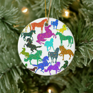 Décoration En Céramique Rainbow Horses - "Dotty about Horses !"