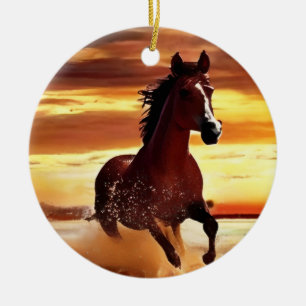 Décoration En Céramique Randonnée À Cheval Sauvage À Travers Le Surf