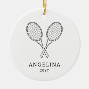 Décoration En Céramique Raquette noire moderne amoureux de tennis personna