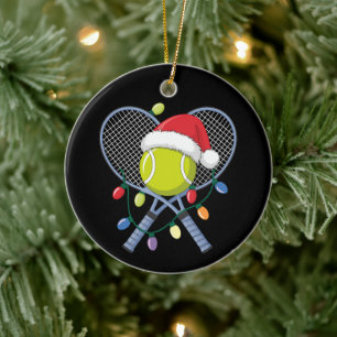 Décoration En Céramique Raquettes de Tennis de Noël Balle Chapeau de Père