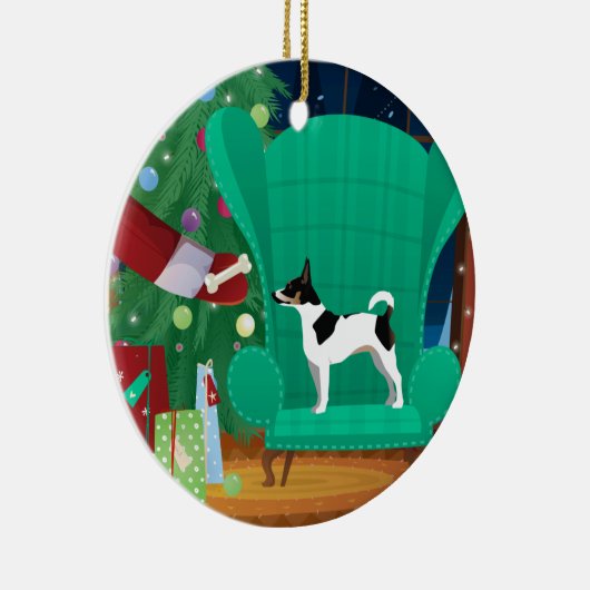 Décoration En Céramique Rat Terrier Noël Père Noël cadeau (Droite)