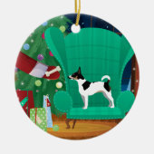 Décoration En Céramique Rat Terrier Noël Père Noël cadeau (Devant)