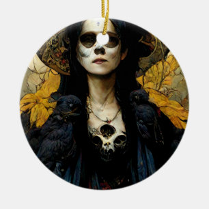 Décoration En Céramique Raven Witch 3 Imaginaire Horreur Goth Gothique