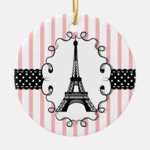 Décoration En Céramique Rayure de noir de rose de Tour Eiffel de Paris