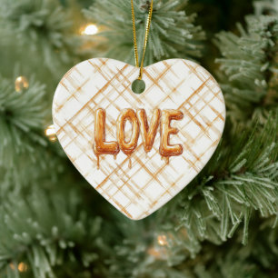 Décoration En Céramique Rayures d'amour de crème caramel