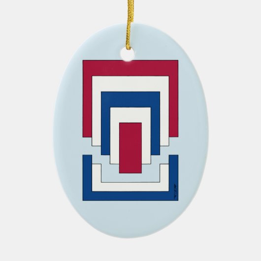 Décoration En Céramique Rectangle Abstrait en rouge, blanc et bleu (Devant)