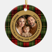 Décoration En Céramique Red And Green Plaid Custom Family Photo Christmas (Devant)
