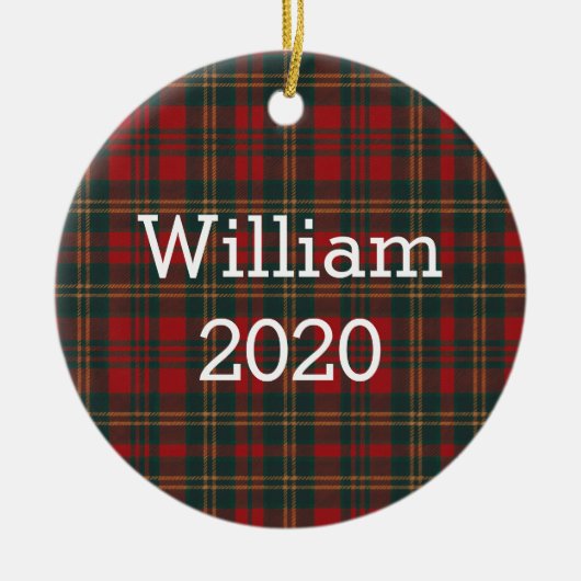 Décoration En Céramique Red and Green Tartan Plaid Personalized (Devant)