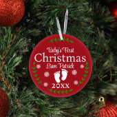 Décoration En Céramique Red Baby First Christmas Photo Snowflake & Laurel