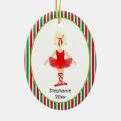 Décoration En Céramique Red Ballerina Stripes Noël personnalisé (Dos)