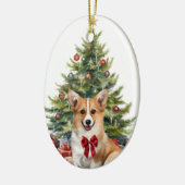 Décoration En Céramique Red Bow Pembroke Welsh Corgi Chien Noël (Gauche)