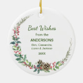 Décoration En Céramique Red Bow Poinsettia Bird Vacances Wreath (Dos)