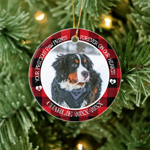 Décoration En Céramique Red Buffalo Check Pet Photo Memorial Porcelaine