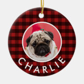 Décoration En Céramique Red Buffalo Plaid Chien Photo (Devant)