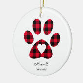 Décoration En Céramique Red Buffalo Plaid Paw Print White Heart (Gauche)