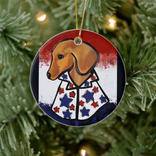 Décoration En Céramique Red Dachshund (Arbre)