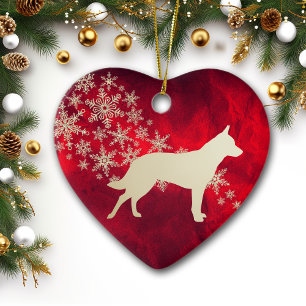 Décoration En Céramique Red Gold Snowflake Australian Cattle Dog