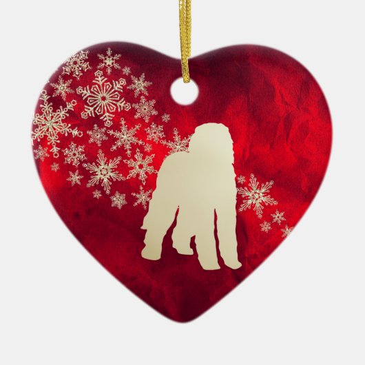 Décoration En Céramique Red Gold Snowflake Labradooda Chien (Devant)