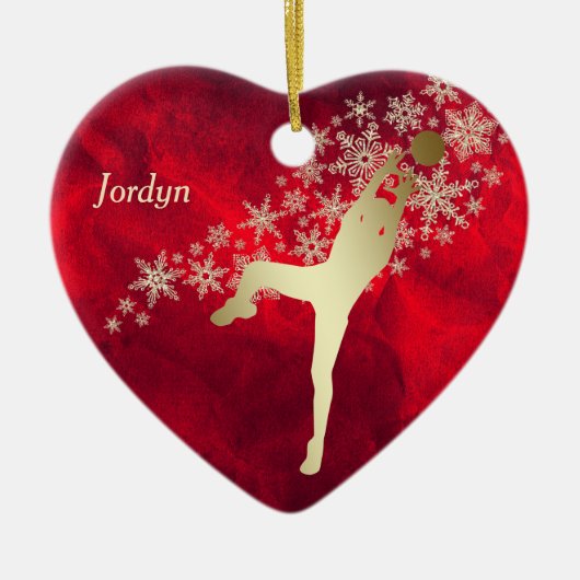 Décoration En Céramique Red Gold Snowflake Volleyball Player (Devant)