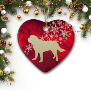 Décoration En Céramique Red Gold Snowflon St Bernard