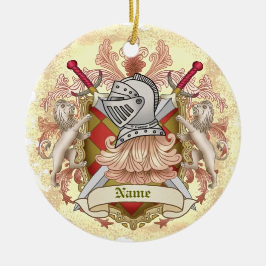 Décoration En Céramique Red Knight Family Crest Nom (Devant)