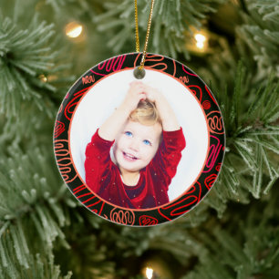 Décoration En Céramique Red One Line Art Joyeux Noël Photo de famille