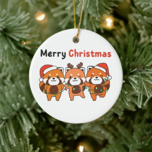 Décoration En Céramique Red Panda Noël Red Pandas Joyeux Noël Cer