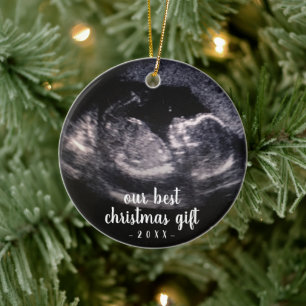 Décoration En Céramique Red Pregnancy Reveillez Ultrasound Photo Noël