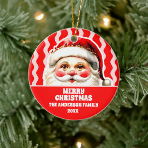 Décoration En Céramique Red Retro Santa Claus Red Ric Rac Noël